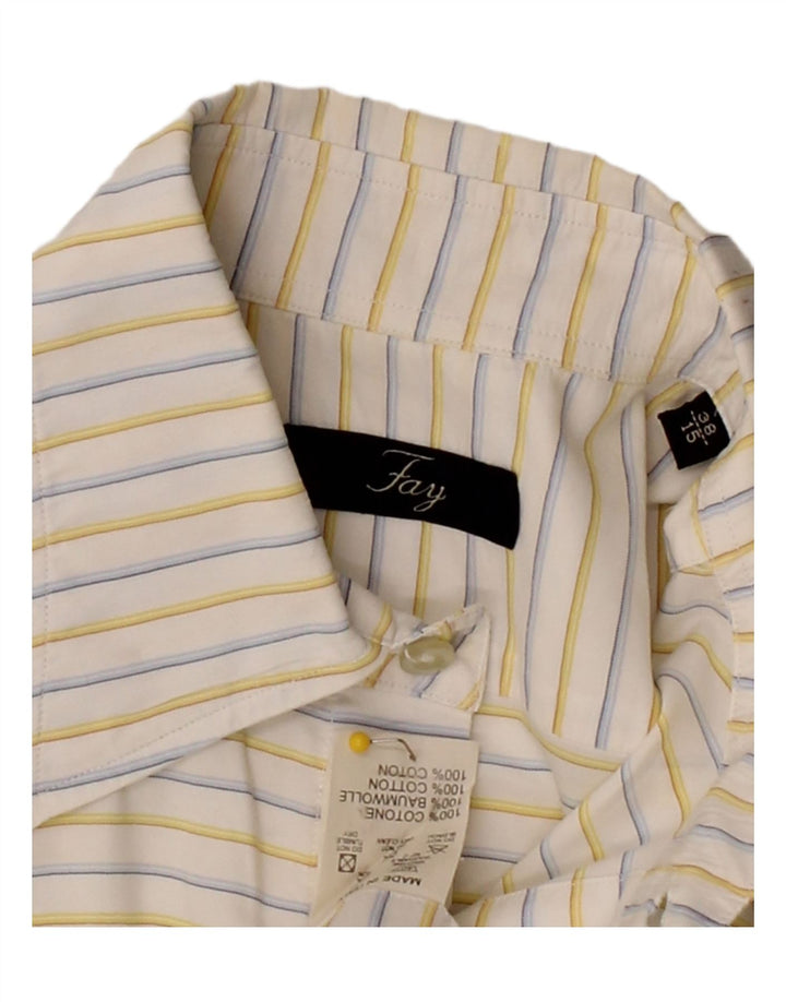 FAY Mens Shirt Size 38 15 Medium White Striped Cotton Vintage Fay and Second-Hand Fay from Messina Hembry 