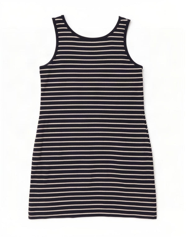 Lacoste Dame Ærmeløs T-Shirt Kjole Størrelse 46 XL Marineblå Stribet
