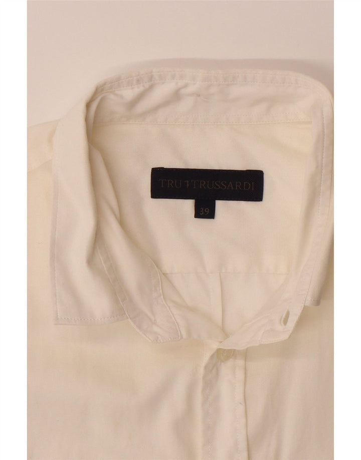 TRUSSARDI Mens Shirt Size 39 Medium White Vintage Trussardi and Second-Hand Trussardi from Messina Hembry 