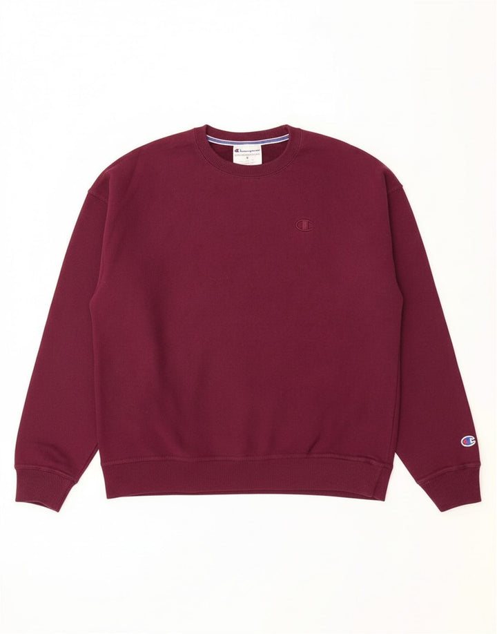 CHAMPION Womens Sweatshirt Jumper UK 14 Medium Maroon Cotton