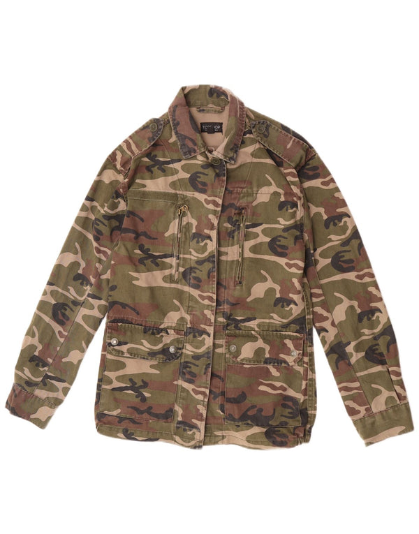 Topshop Veste Militaire Femme UK 6 XS Kaki Camouflage Coton
