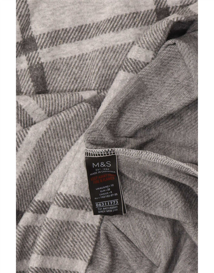 Marks & Spencer Womens Oversized Top Long Sleeve UK 10 Small Grey Plaid