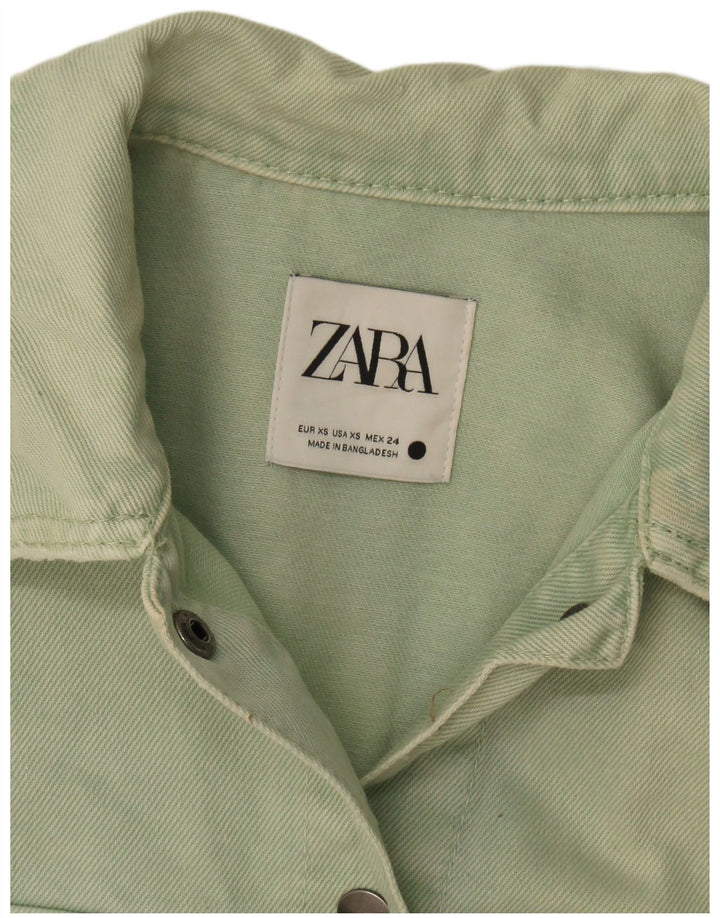 Zara Womens Oversized Denim Jacket UK 6 XS Green