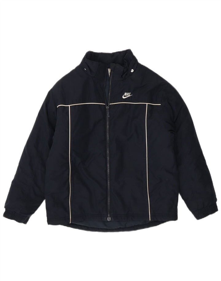 NIKE Boys Graphic Windbreaker Jacket 8-9 Years Small Navy Blue Polyester