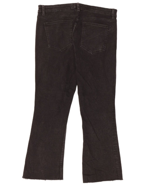 Zara Damen Crop Bootcut Jeans EU 44 XL W34 L24 Schwarze Baumwolle