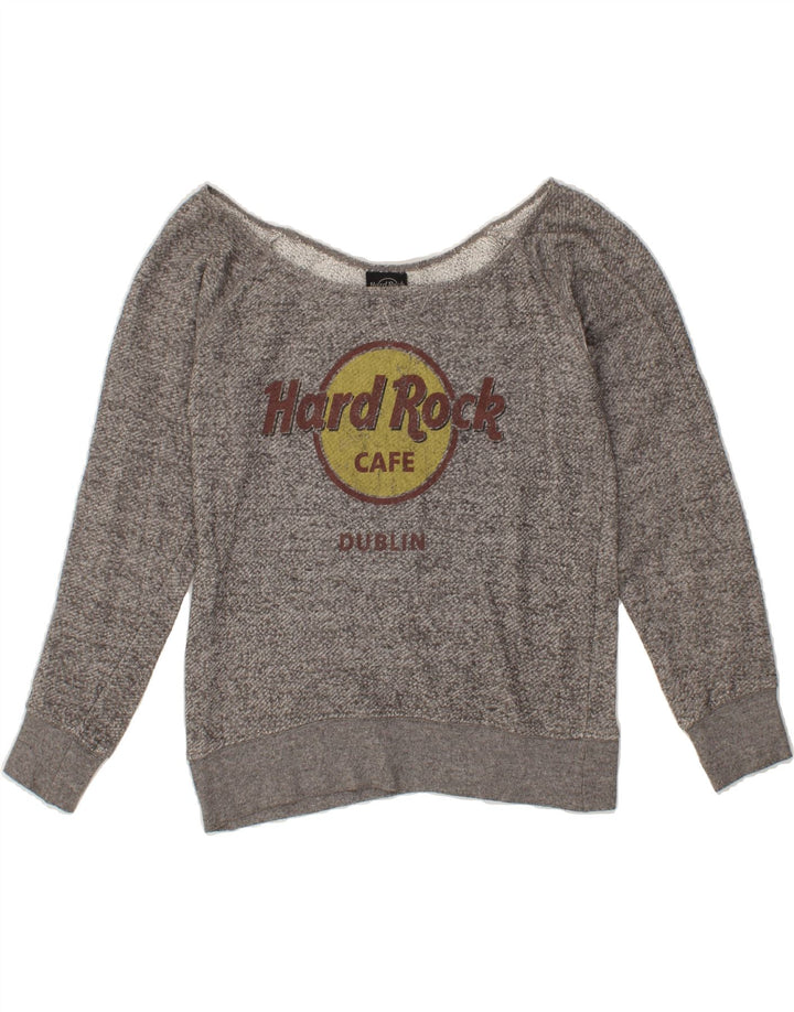 HARD ROCK CAFE Womens Dublin Graphic Sweatshirt Jumper UK 12 Medium Grey Vintage Hard Rock Cafe and Second-Hand Hard Rock Cafe from Messina Hembry 