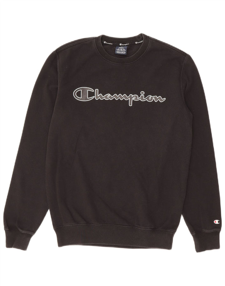 CHAMPION Mens Graphic Sweatshirt Jumper Small Black Cotton