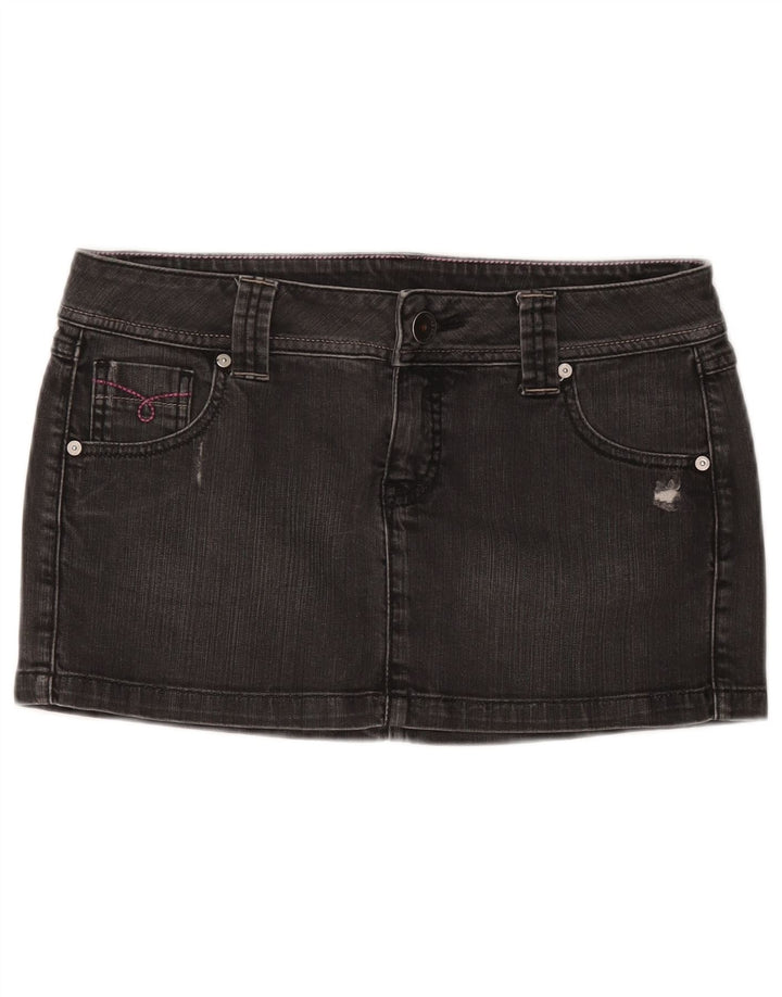 BENETTON Dame Distressed Denim Nederdel IT 44 Medium W30 Grå Bomuld