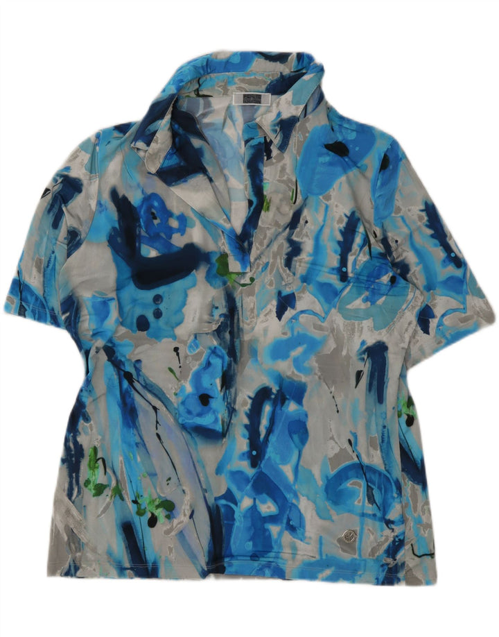 PERTE BY KRIZIA Womens Abstract Pattern Pullover Shirt UK 14 Large Blue Vintage Perte by Krizia and Second-Hand Perte by Krizia from Messina Hembry 