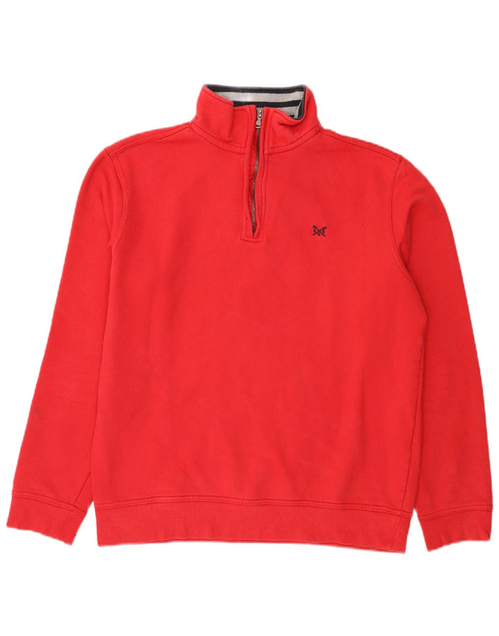 Crew Clothing Mens Zip Neck Sweatshirt Jumper Medium Red Cotton
