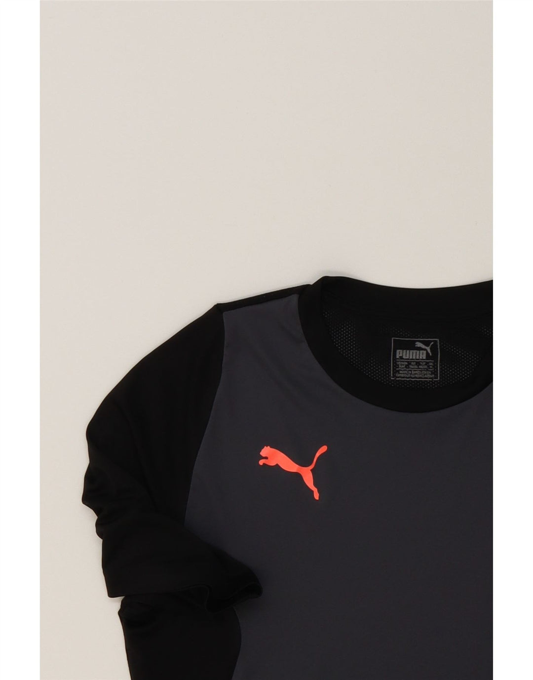 PUMA Mens T-Shirt Top  Medium Grey Colourblock Polyester Vintage Puma and Second-Hand Puma from Messina Hembry 