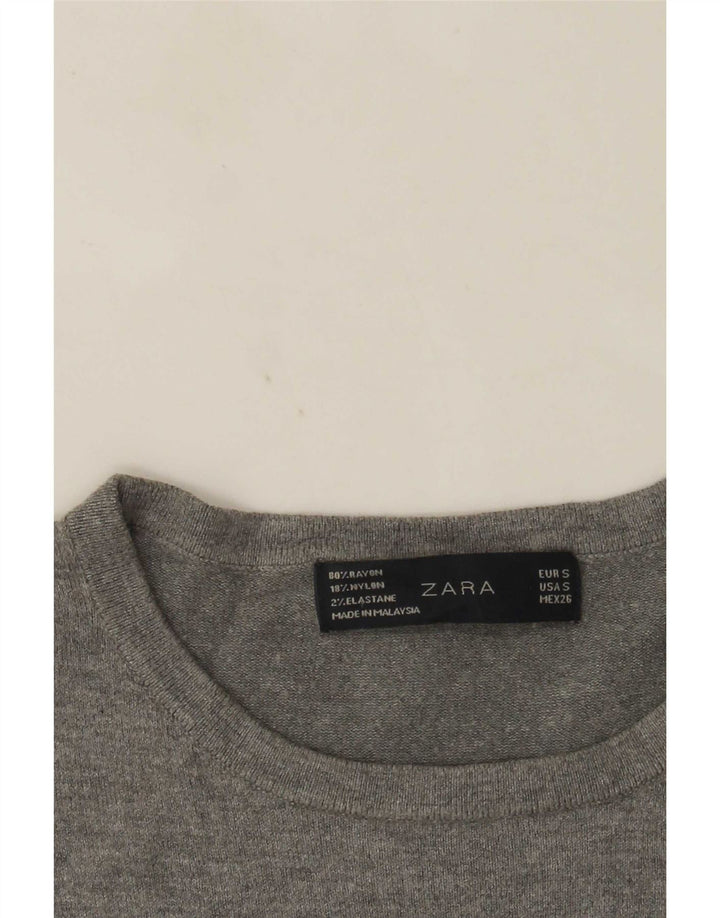 Zara Womens Vest Tank Top UK 8 Small Grey Rayon