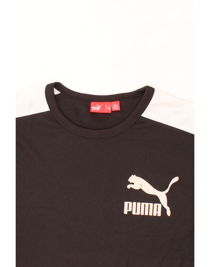 PUMA Mens Graphic T-Shirt Top Large Black Colourblock Polyester Vintage Puma and Second-Hand Puma from Messina Hembry 