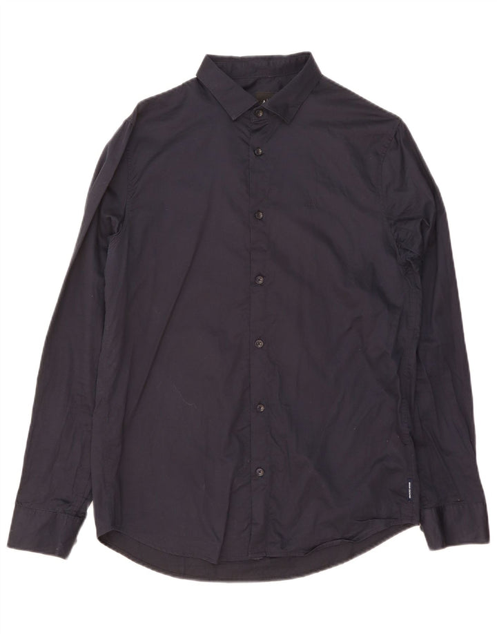 Armani Exchange Mens Shirt Medium Black Cotton