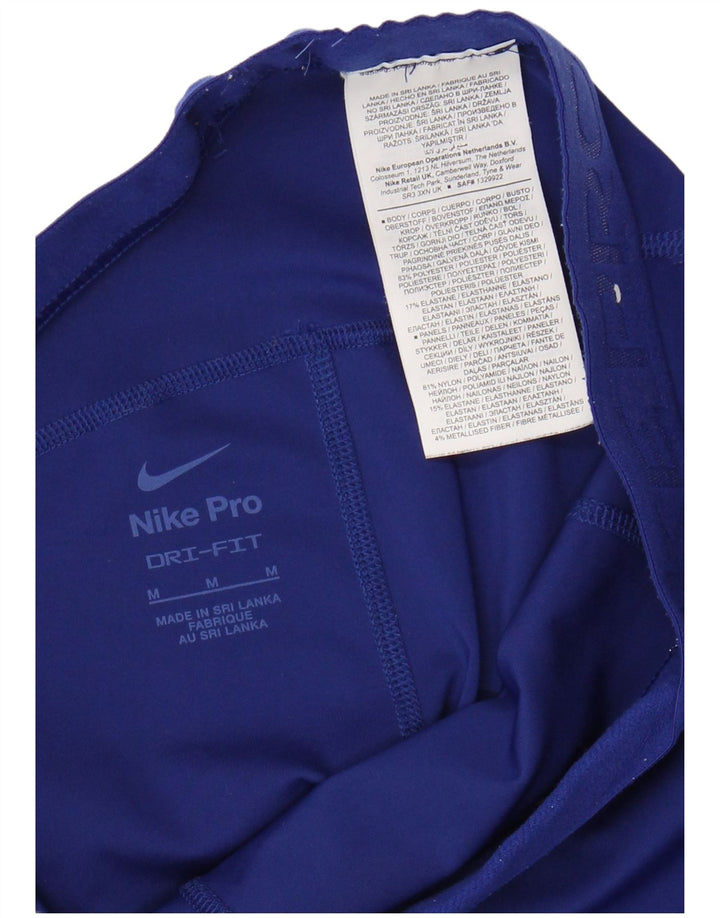 NIKE Womens Graphic Leggings UK 12 Medium Blue Polyester
