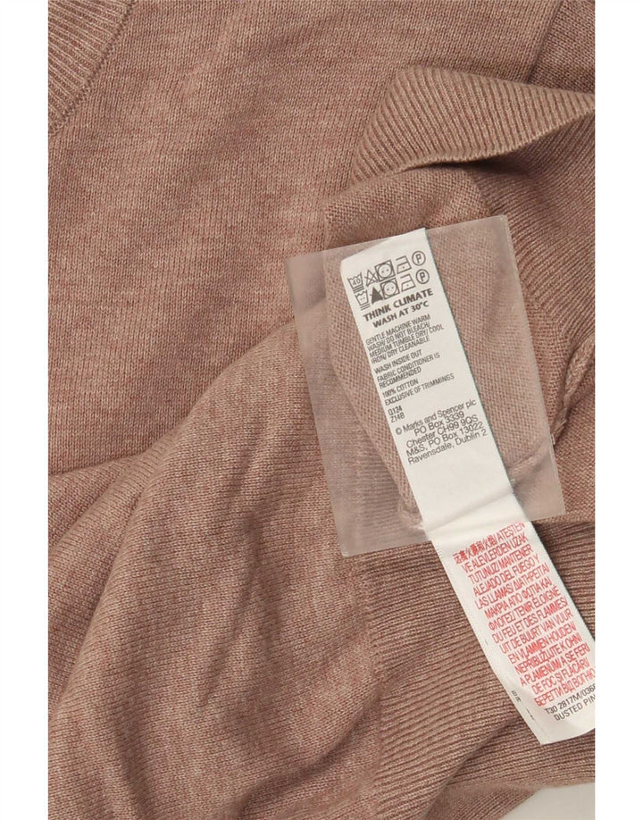 Marks & Spencer Mens Crew Neck Jumper Sweater Medium Pink Cotton
