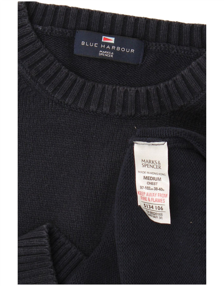 MARKS & SPENCER Mens Crew Neck Jumper Sweater UK 38/40 Medium Navy Blue