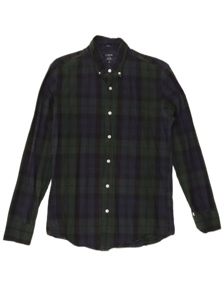 J. Crew Mens Slim Shirt Small Green Check Cotton