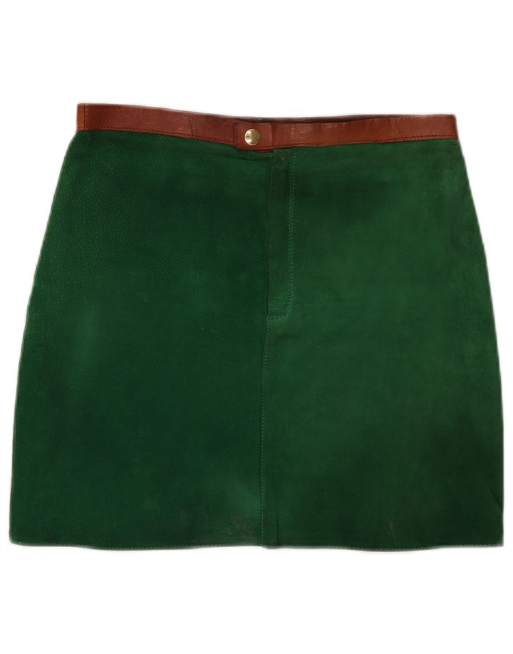 Vintage dame ruskind mininederdel W30 Medium Green