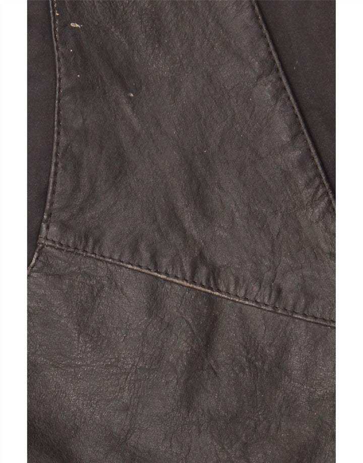 Vintage Mens Leather Waistcoat Large Black