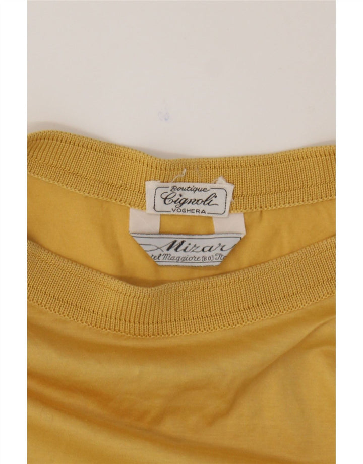 VINTAGE Womens T-Shirt Top UK 12 Medium Yellow Vintage Vintage and Second-Hand Vintage from Messina Hembry 