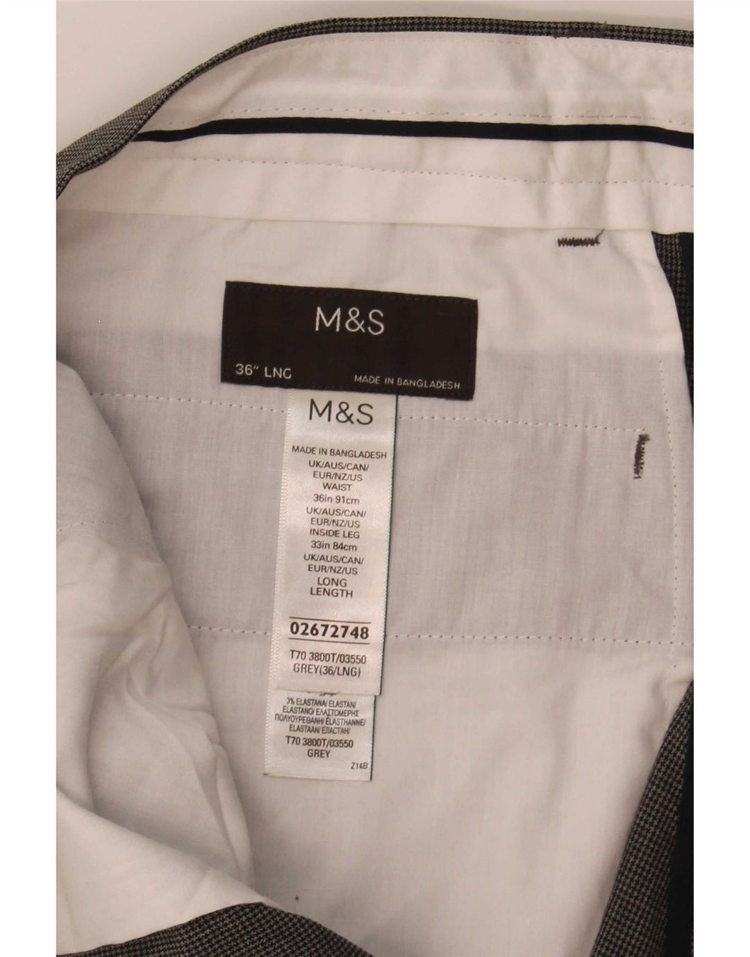 Marks & Spencer Mens Slim Suit Trousers W36 L33 Grey