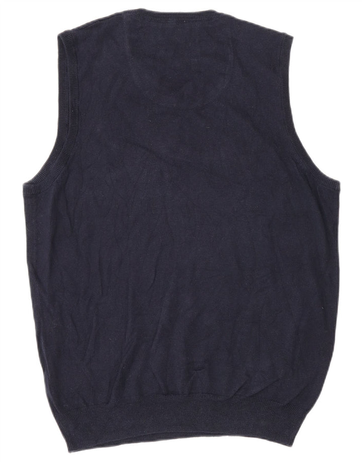 Vintage Mens Vest Tank Top Small Navy Blue Cotton