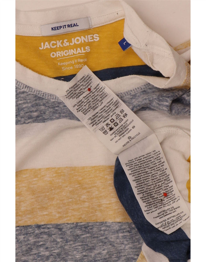 Jack & Jones Mens T-Shirt Top Large Multicoloured Striped Polyester