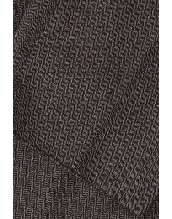 Marks & Spencer Mens Straight Suit Trousers W36 L31 Grey Herringbone Wool