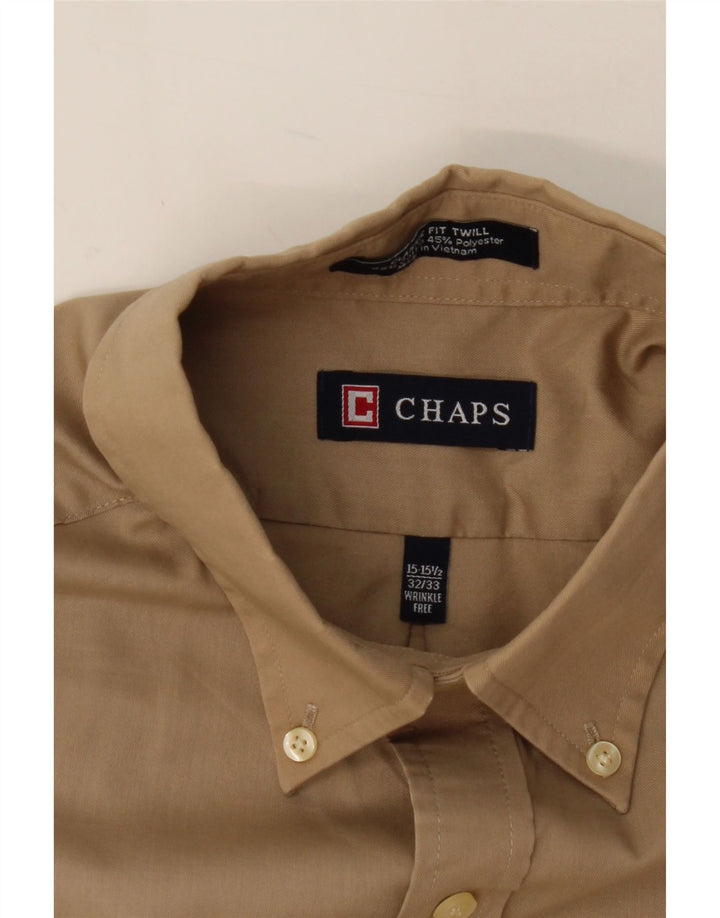 CHAPS Mens Classic Fit Shirt Size 15 1/2 Medium Beige Cotton Vintage Chaps and Second-Hand Chaps from Messina Hembry 