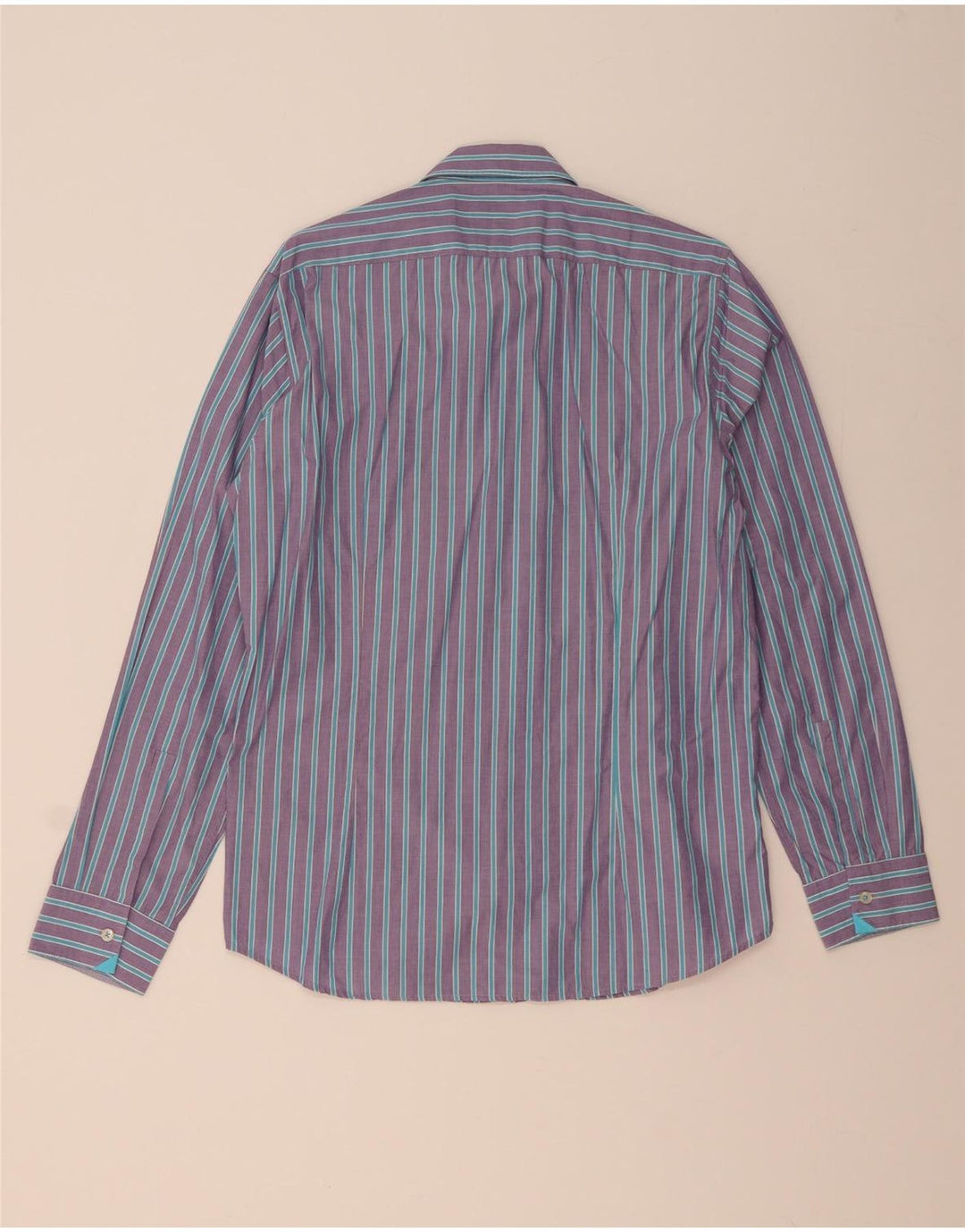 HUGO BOSS Mens Regular Fit Shirt Medium Purple Striped Cotton