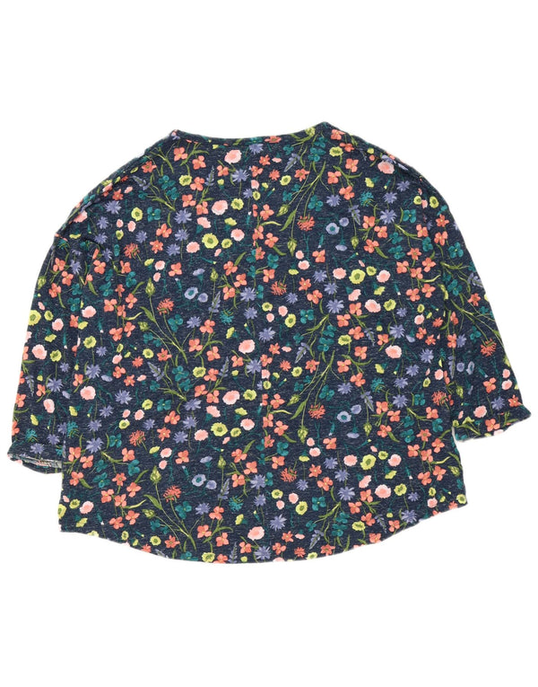 Marks & Spencer Ženska majica s 3/4 rukavima UK 22 3XL tamnoplavi cvjetni poliester