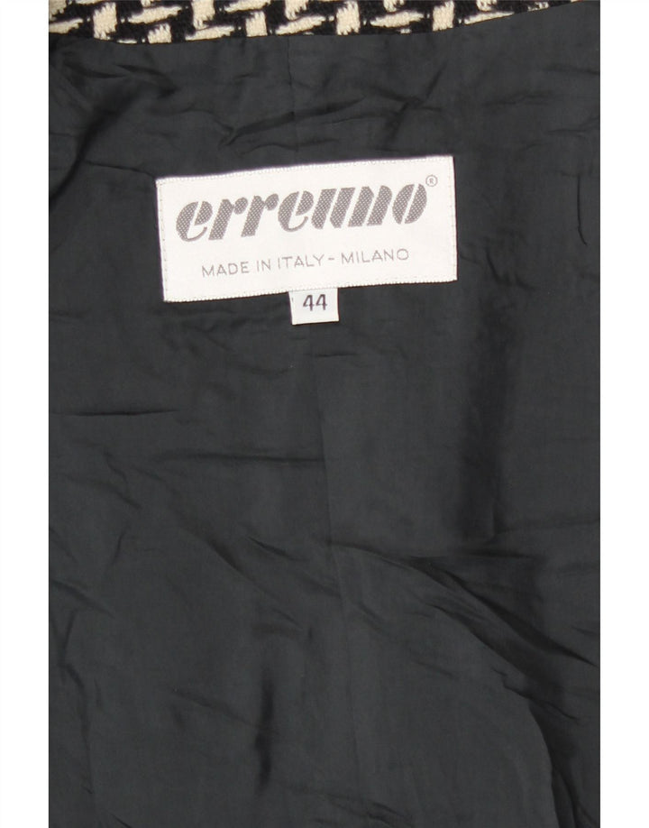 Erreuno Womens Longline Abstract Pattern Blazer Jacket IT 44 Medium Black