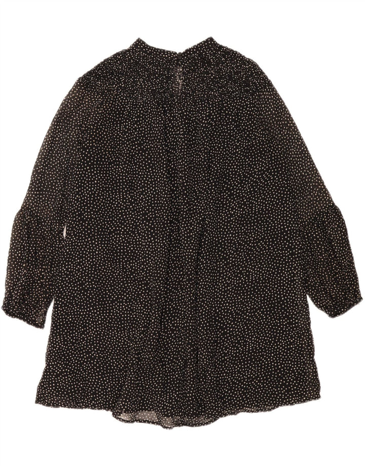 Zara Womens Tiered Dress UK 14 Medium Black Spotted