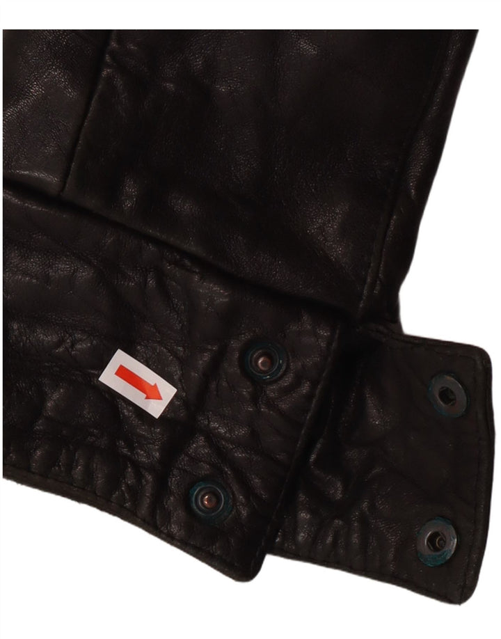 Vintage Womens Leather Jacket IT 44 Medium Black Leather Biker