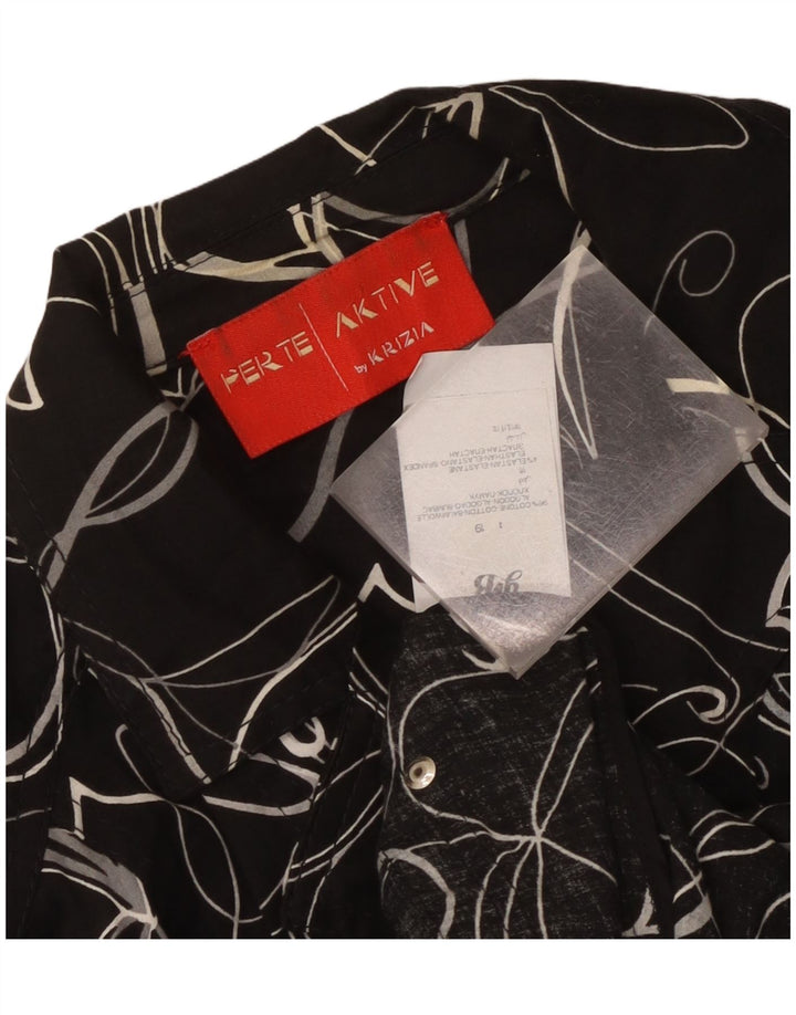 Jachetă blazer cu 3 nasturi Perte by Krizia pentru femei UK 12 Medium Black Floral