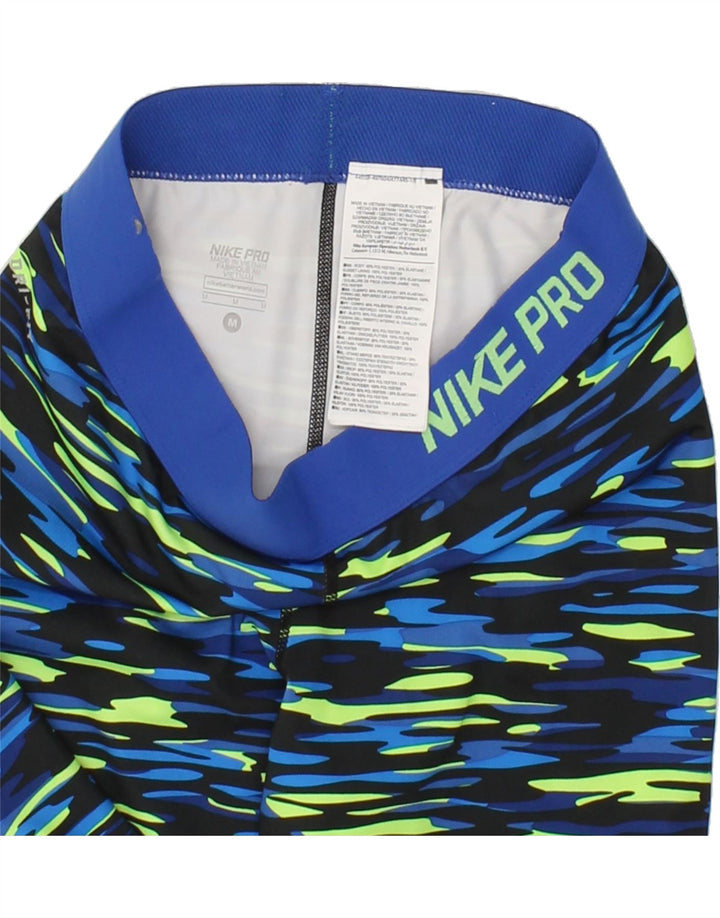 NIKE Womens Abstract Pattern Capri Leggings UK 12 Medium Blue Polyester Vintage Nike and Second-Hand Nike from Messina Hembry 