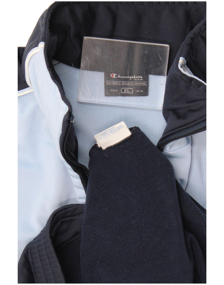 Champion Mens Tracksuit Top Jacket XL Navy Blue Colourblock Polyester