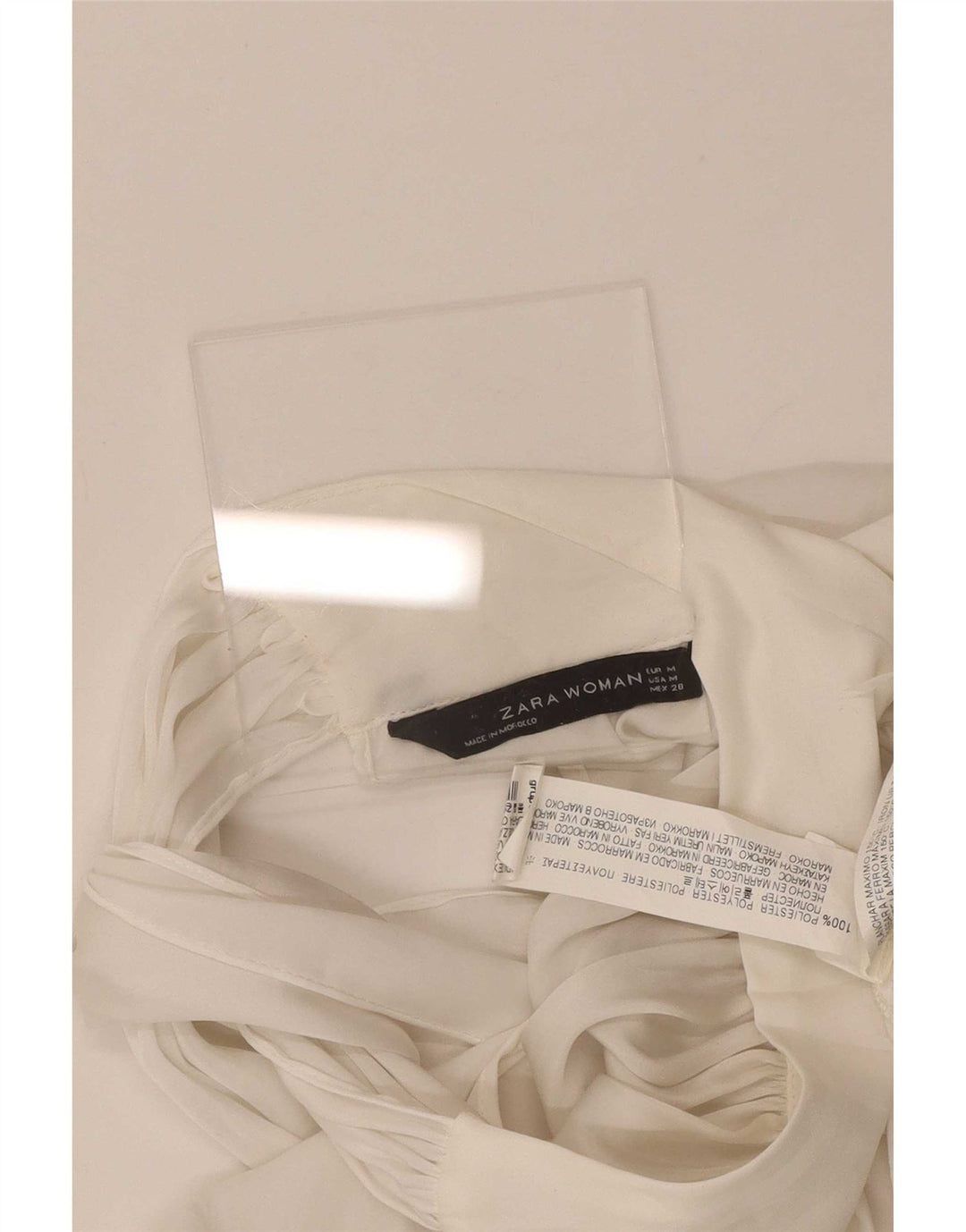 Camicetta a maniche lunghe da donna Zara UK 12 Poliestere bianco medio