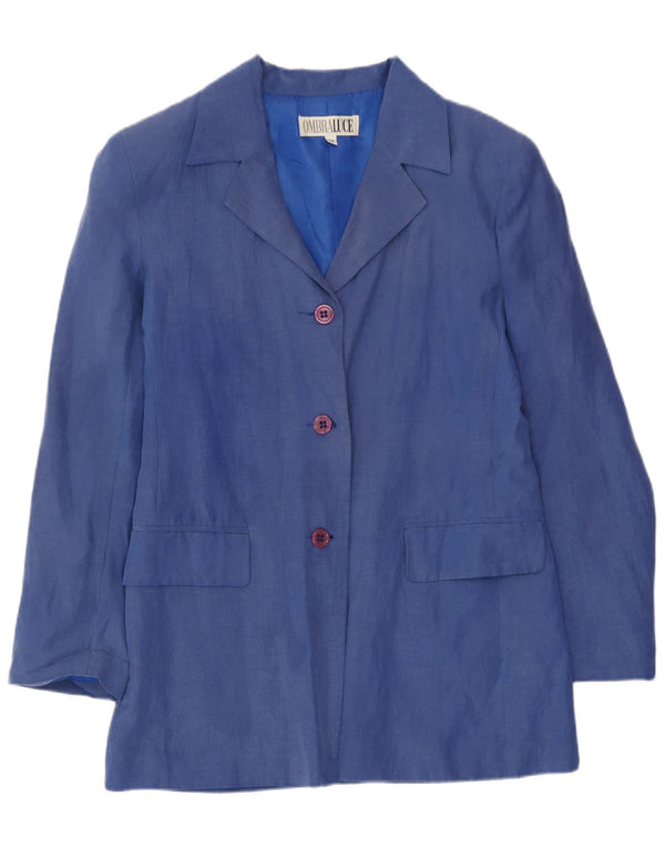 Ombraluce Dame 3-knaps blazerjakke IT 44 Medium Blue Silke