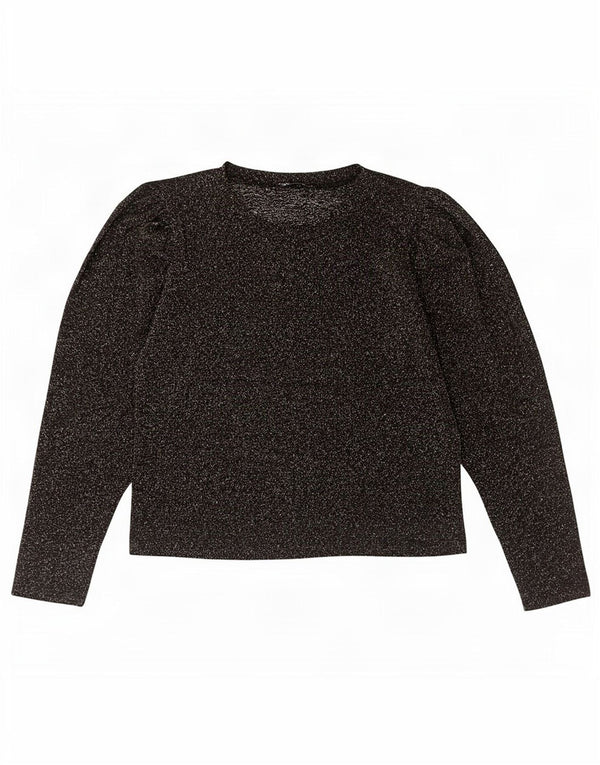 Zara Damen Top Langarm UK 12 Medium Schwarz