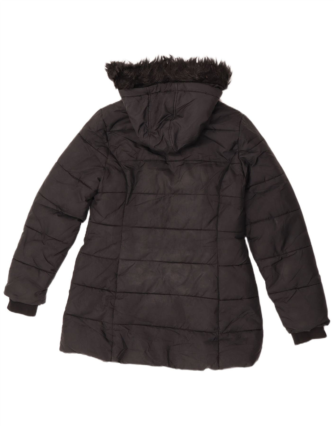 Marks & Spencer Girls Hooded Padded Coat 12-13 Years Black Polyester