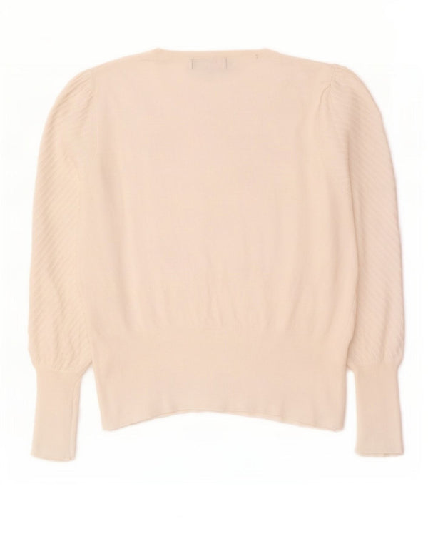 Maglione maglione con scollo a barca da donna Marks & Spencer UK 18 XL viscosa bianca