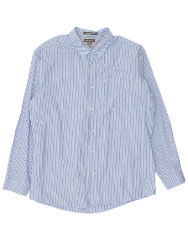 Eddie Bauer Herren-Hemd mit klassischer Passform, XL, blaue Nadelstreifen-Baumwolle