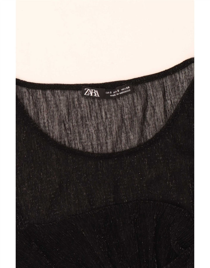 Zara Dame Se Through Top UK 10 Small Black