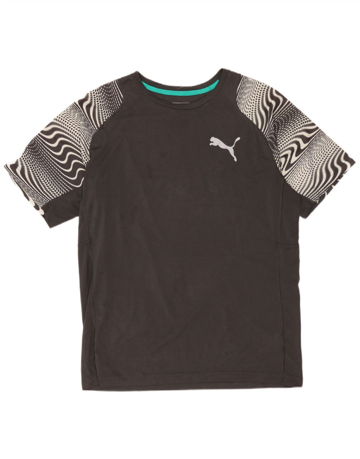 PUMA Mens Graphic T-Shirt Top Medium Grey Geometric Polyester