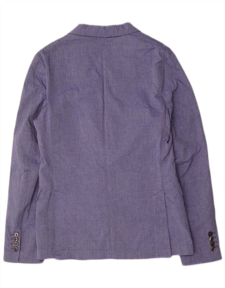 Jaqueta blazer masculina Zara com 2 botões EU 48 poliéster azul médio
