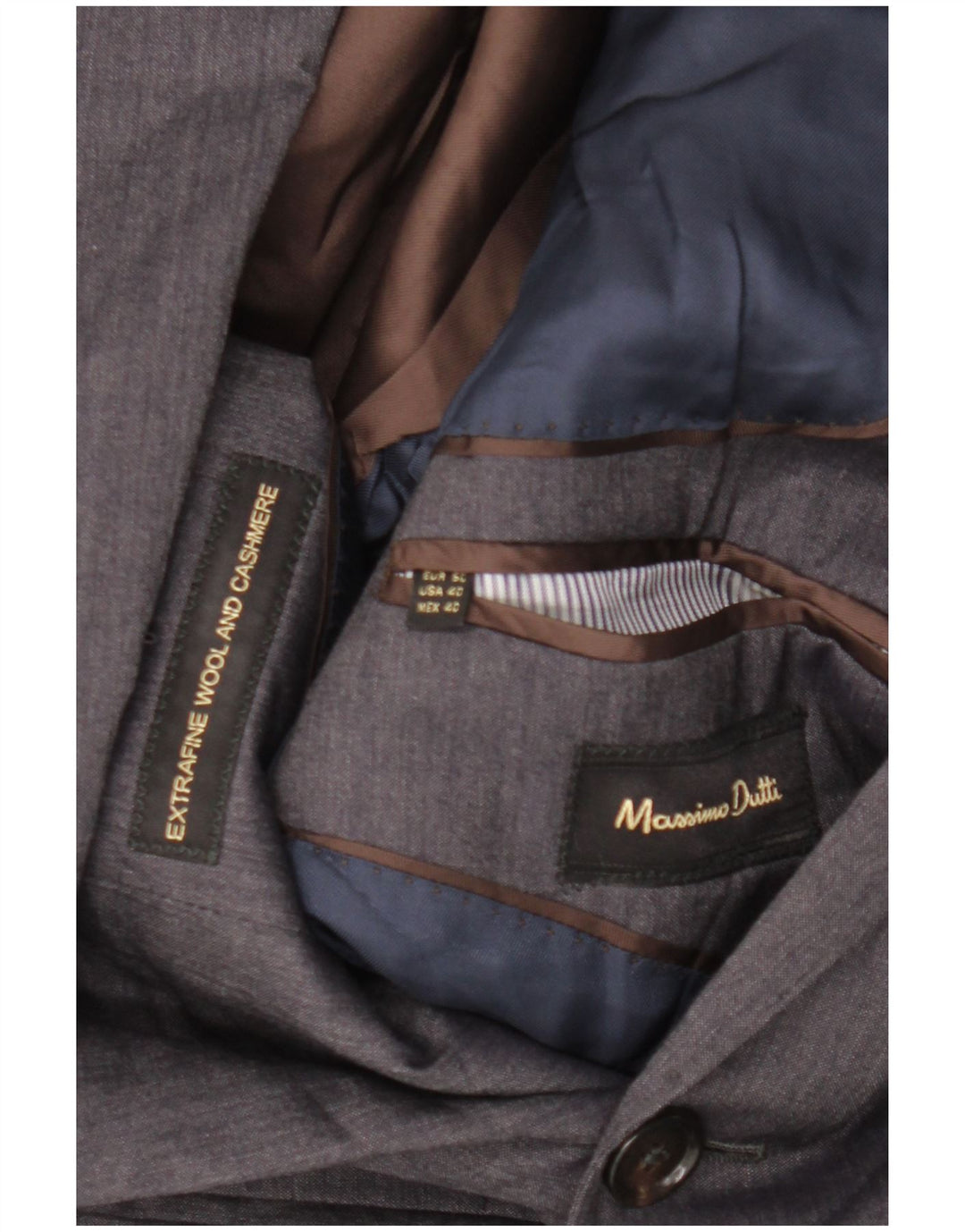 Massimo Dutti Ανδρικό τζάκετ μπλέιζερ με 2 κουμπιά EU 50 Μεσαίο γκρι μαλλί