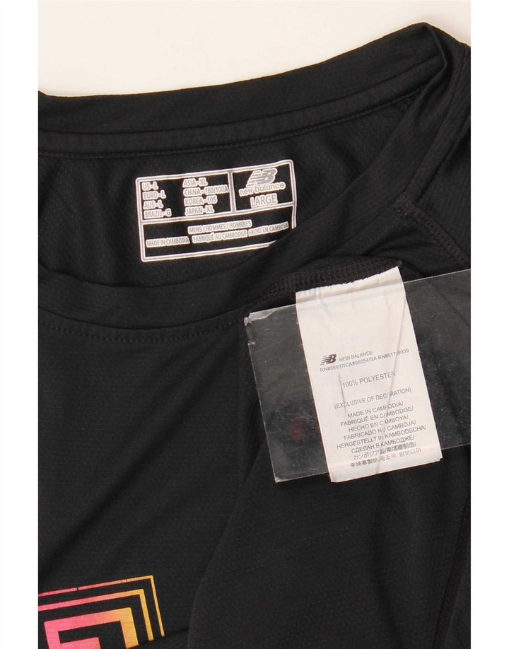 New Balance Mens Graphic T-Shirt Top Large Black Polyester