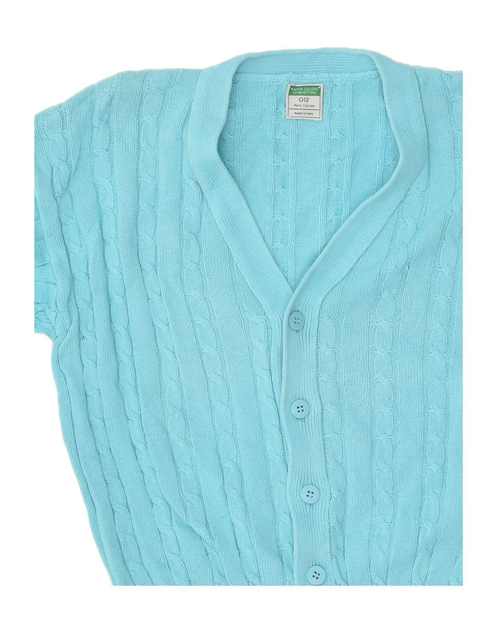 BENETTON Boys O12 Cardigan Sweater 11-12 Years Medium Turquoise Cotton | Vintage Benetton | Thrift | Second-Hand Benetton | Used Clothing | Messina Hembry 